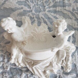 Angel Cherubs Wall Sconces White Ceramics - Set of 2